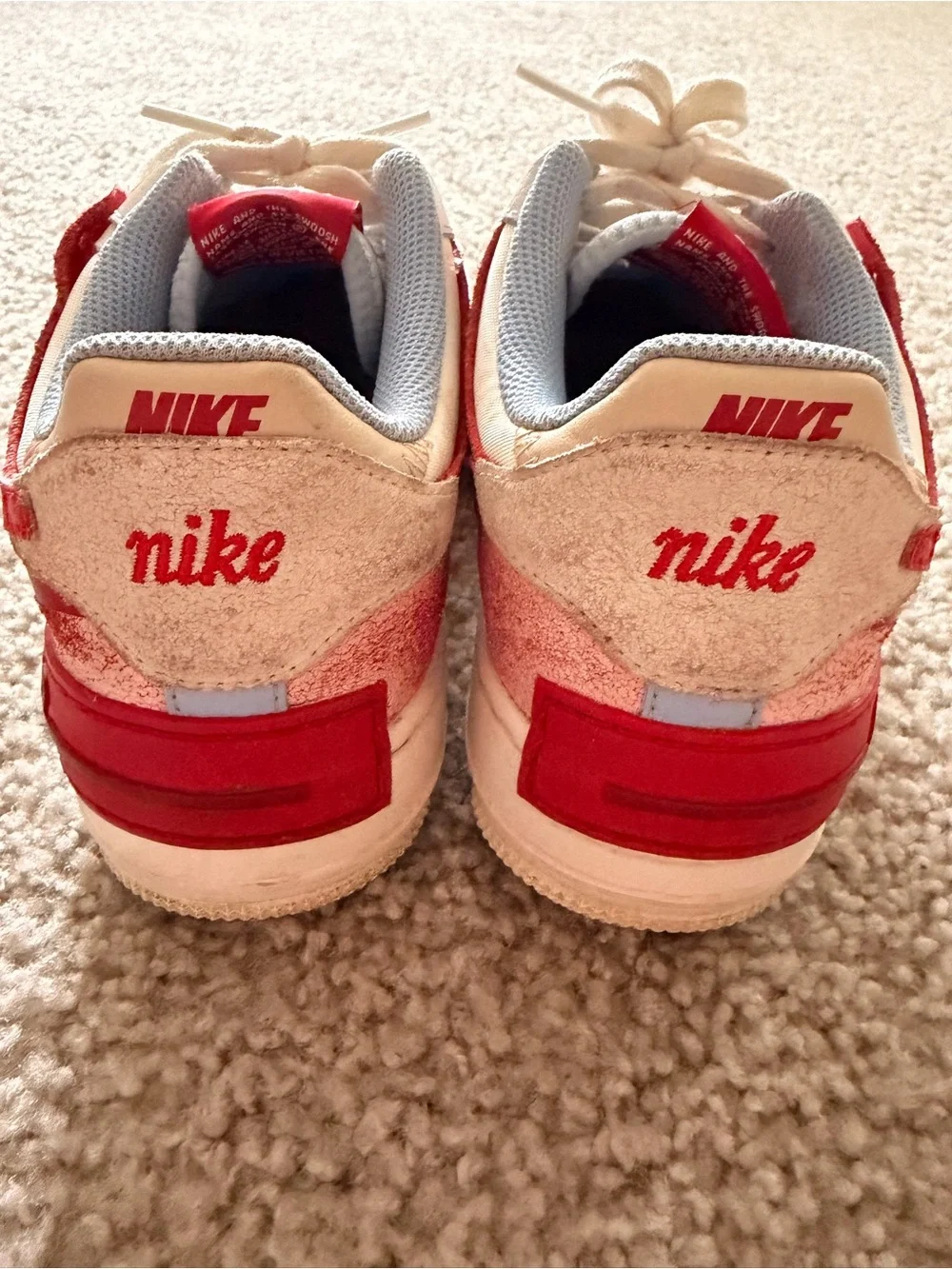 Nike Kids White and Red Air Force 1 Sneakers